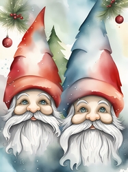 Christmas Watercolour Gnomes A4