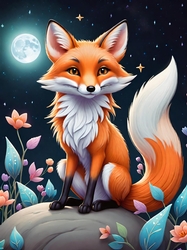 Little Fox at Moonlight A4