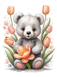 The Teddy With Tulips For You A4
