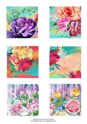 Six various floral 3x3 mini cards