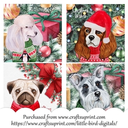 christmas Dogs 6x6 card fronts