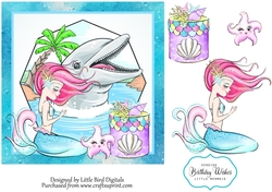 Birthday Wishes Little Mermaid 7x7 quick card