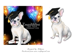 Frenchie Graduation 6x6 Quick Card