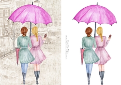 Rainy Days Friends Quick card/Topper