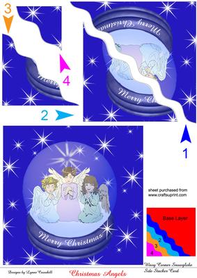 Christmas Angels Snow Globe Wavy Edge Card