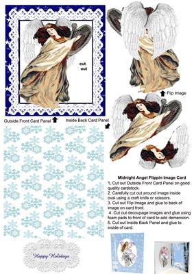 Angel Playing the Harp - 3D Flippin Image Card