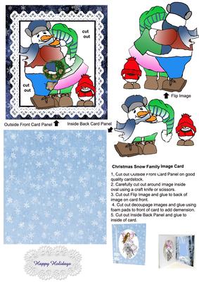 Christmas Snow Family - 3D Flippin Image Card