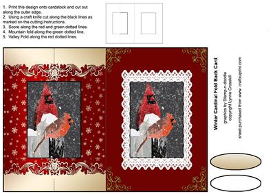 Winter Cardinals Fold Back Card