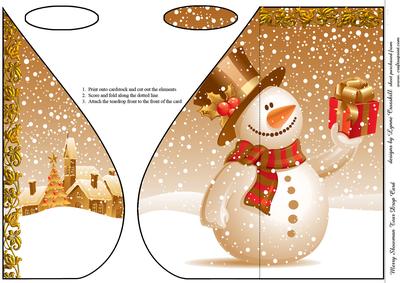 Merry Snowman Tear Drop Card