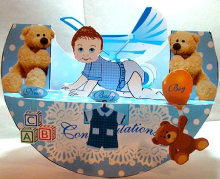 Rocking Card - New Baby Boy Pop-up