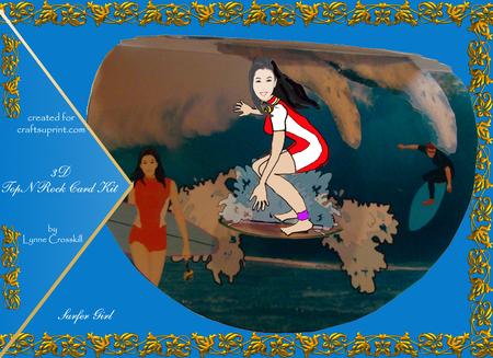 Surfer Girl Topnrock 3D Card Kit