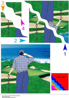 Water or the Rough - Golfer Wavy Side Stacker