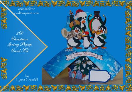 Christmas Penguin Band 3D Spring Popup Card Kit