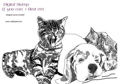 Well If You Can't Beat Em Join Em Dog/cat Digital Stamp