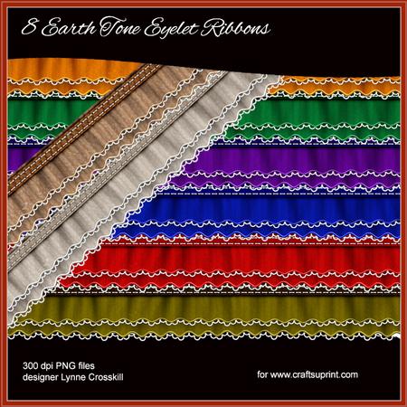 8 Earth Tone Eyelet Ribbons