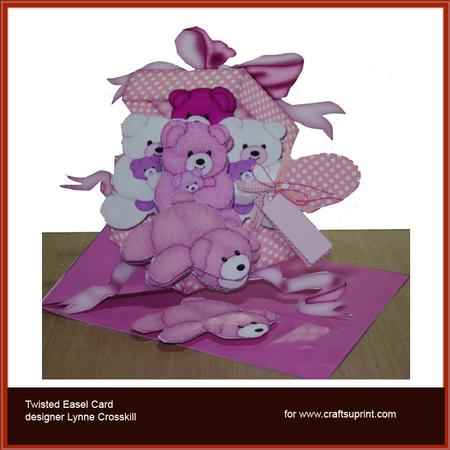 Baby Girl Teddies Twisted Easel Card