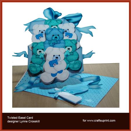 Baby Boy Teddies Twisted Easel Card