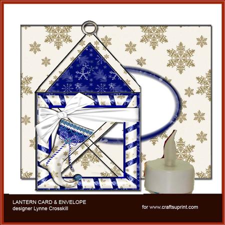 Blue Christmas Stockings Lantern Card & Envelope