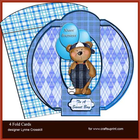 A Boys Beary Happy Birthday 4 Fold Card & Envelope
