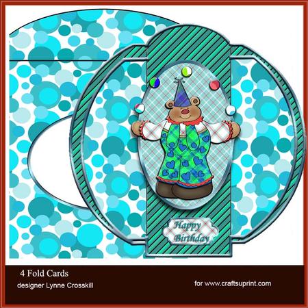 Juggling Birthday Clown 4 Fold Car & Envelope