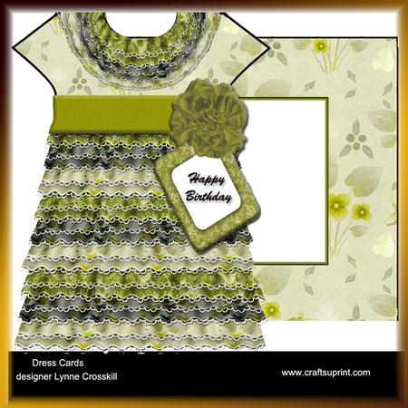 Frilly Green Dress Card & Envelope