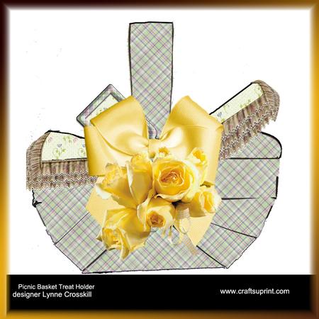 Vintage Rose Picnic Basket Treat Holder