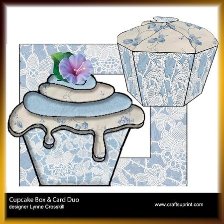 Lacy Blue Cupcake Gift Box, Card & Matching Envelope
