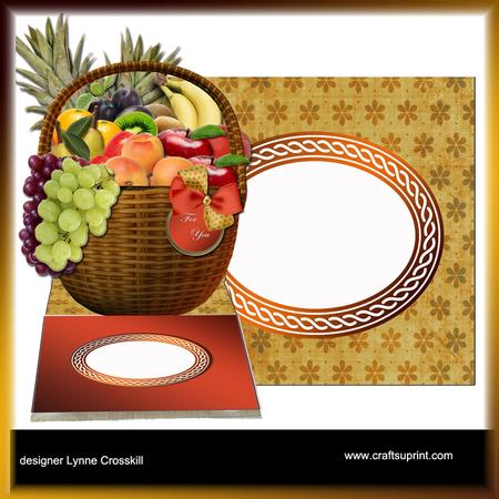 Fruit Picnic Basket Easel Card & Envelope