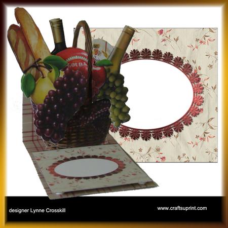 Wine & Cheese Picnic Basket Easel Card & Envelope