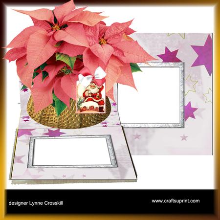 Pink Poinsettia Basket Easel Card & Envelope