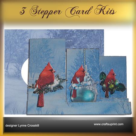 Cardinals in Winter 3 Stepper Card Kit