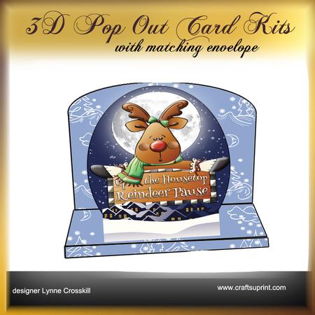 Rooftop Reindeer 3D Pop Out Card