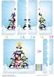 Caroling Penguins Scalloped Side Stacker Card