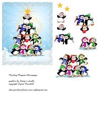 Caroling Penguins Decoupage