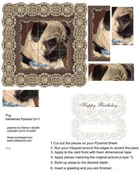 Pug Portrait Intertwined Pyramid Card