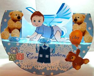 Rocking Card - New Baby Boy Pop-up