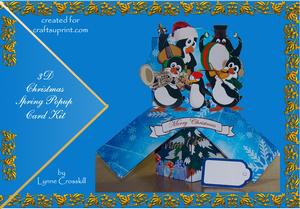Christmas Penguin Band 3D Spring Popup Card Kit