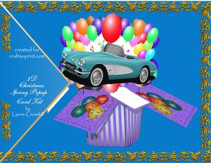 Corvette Birthday 3D Spring Popup Card Kit