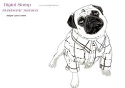 Handsome Samson Pug Digital Stamp