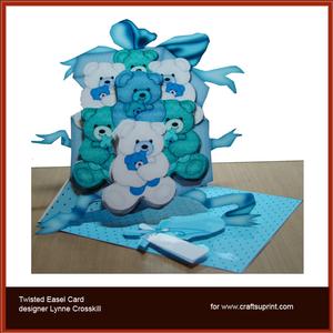Baby Boy Teddies Twisted Easel Card