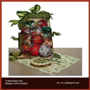 Box of Christmas Ornaments Twisted Easel Card