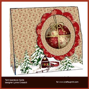 Red Patchwork Christmas Ball Tent Aperture Card