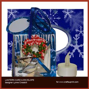 Winter Chickadees Lantern Card & Envelope