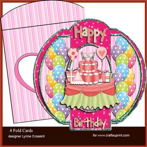 Princess Birthday 4 Fold Card & Envelope