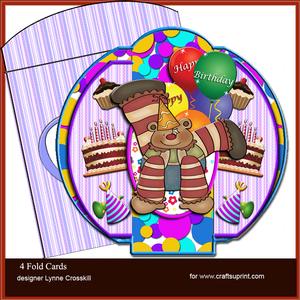 Clown Birthday 4 Fold Card & Envelope