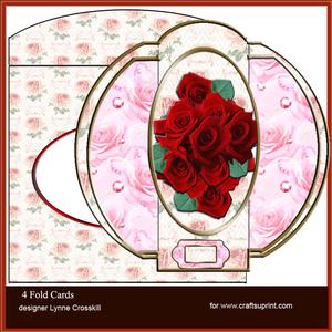 Red Roses 4 Fold Card & Envelope