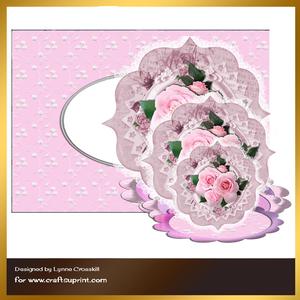 Pink Roses Triple Easel Card & Envelope
