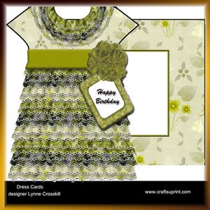 Frilly Green Dress Card & Envelope