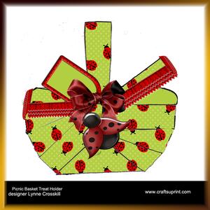 Lady Bug Picnic Basket Treat Holder