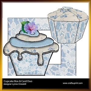 Lacy Blue Cupcake Gift Box, Card & Matching Envelope